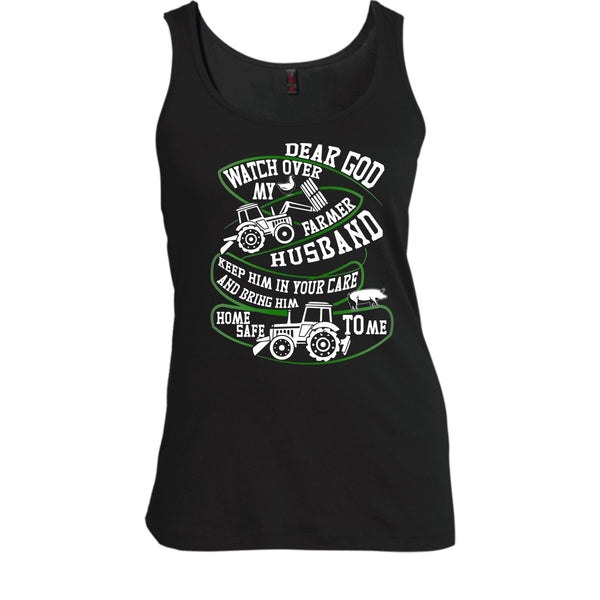 Watch Over My Farmer Husband T Shirt, Coolest Farmer Tank Top