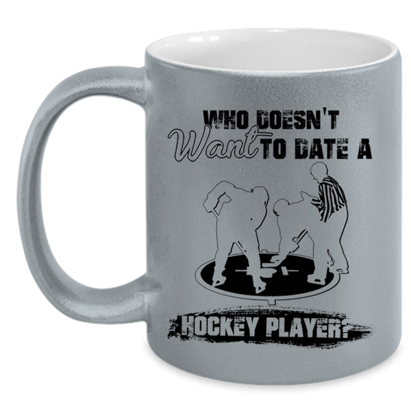 Cool Couple Coffee Mug, Date A Hockey Player Accent Mug