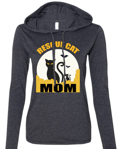 Rescue Cat Mom T Shirt, My Favorite T Shirt (Anvil Ladies Ringspun Hooded)