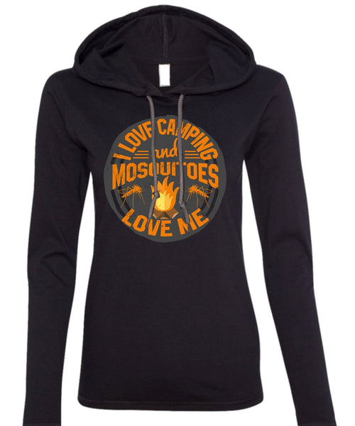 I Love Camping And Mosquitoes Love Me T Shirt, Being A Camper T Shirt (Anvil Ladies Ringspun Hooded)