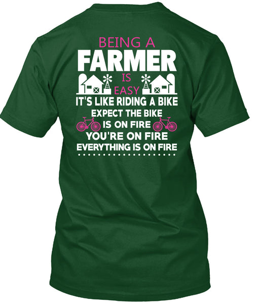 Being A Farmer Is Easy T Shirt, It's Like Riding A Bike T Shirt