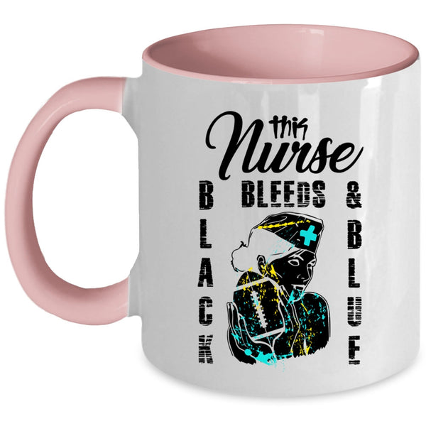 Cool Nurses Coffee Mug, This Nurse Black Bleeds And Blue Accent Mug