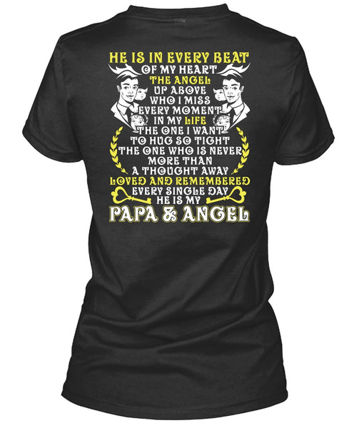 He Is In Every Beat Of My Heart T Shirt, Papa And Angel T Shirt