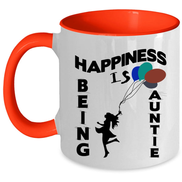 Cute Gift For My Aunt Coffee Mug, Happiness is Being Auntie Accent Mug