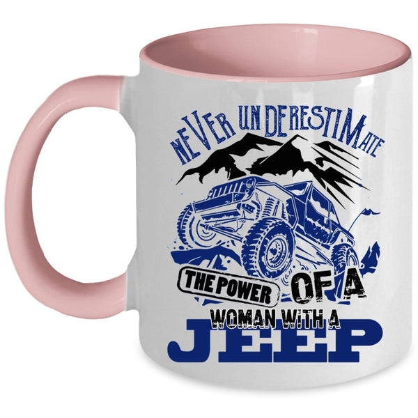 Beautiful Lady Coffee Mug, The Power Of A Woman With A Jeep Accent Mug