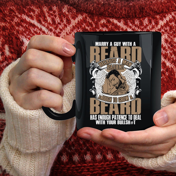 Marry A Guy With A Beard Coffee Mug, Cool Just Married Coffee Cup