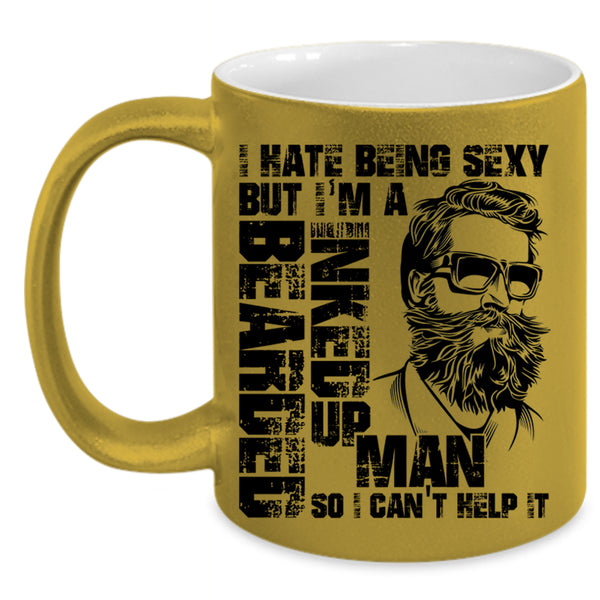 Cool Gift For My Husband Coffee Mug, I'm A Bearded Inked Up Man Accent Mug