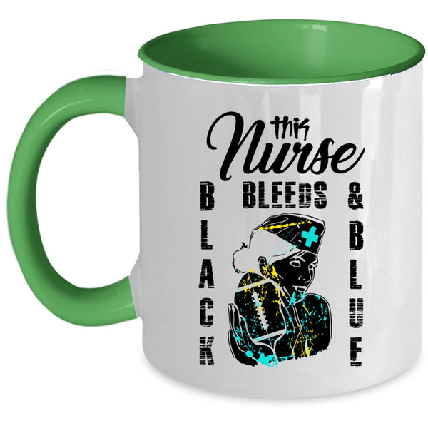 Cool Nurses Coffee Mug, This Nurse Black Bleeds And Blue Accent Mug