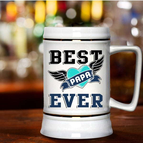 Awesome Gift For Papa Beer Stein 22oz, Best Papa Ever Beer Mug