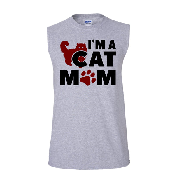 I'm Cat Mom Shirt, Best Cat Mom Ever Shirt (Men's Cotton Sleeveless)