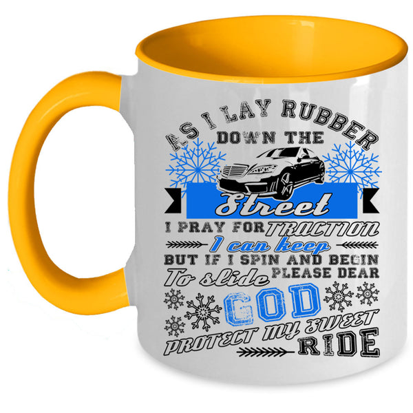 God Protect My Sweet Ride Coffee Mug, I Pray For Traction Accent Mug