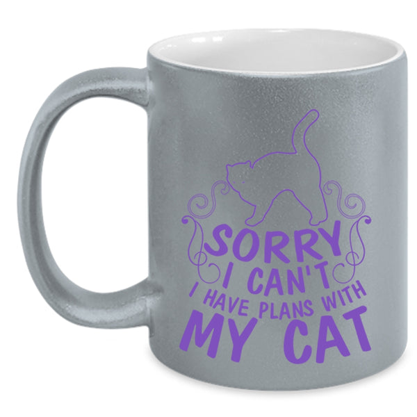 Cute Gift For Cat Lovers Coffee Mug, I Have Plans With My Cat Accent Mug