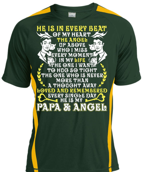 He Is In Every Beat Of My Heart T Shirt, Papa And Angel T Shirt, Cool Shirt
