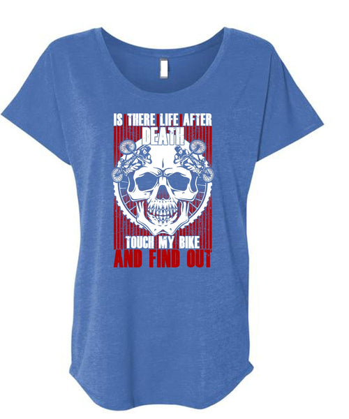 Touch My Bike And Find Out T Shirt, Being A Biker T Shirt, Cool Shirt (Ladies' Triblend Dolman Sleeve)