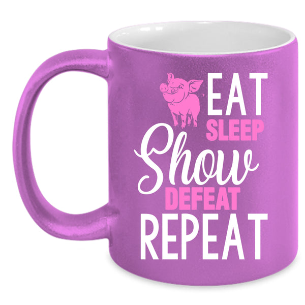 Eat Sleep Show Defeat Coffee Mug, Cute Farmer Coffee Cup