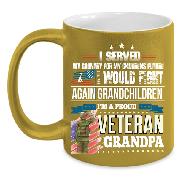 I'm A Proud Veteran Grandpa Coffee Mug, Cool Grandpa Coffee Cup
