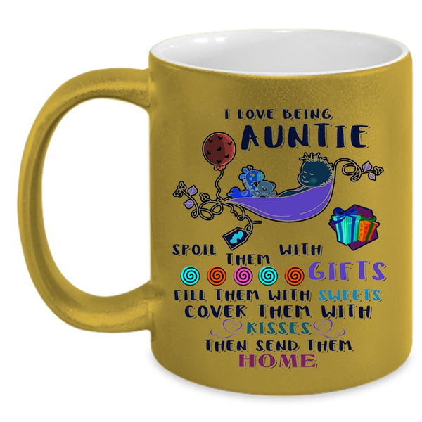 Cute Gift For Auntie Coffee Mug, I Love Being Auntie Accent Mug