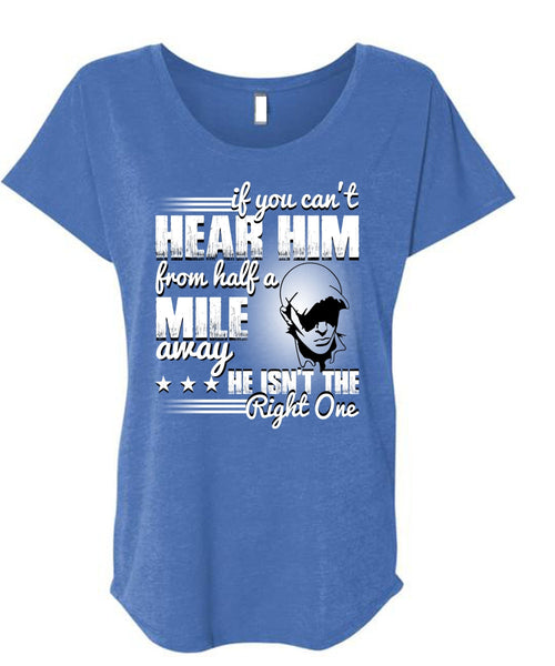 Half A Mile Away T Shirt, Being A Biker T Shirt, Cool Shirt (Ladies' Triblend Dolman Sleeve)