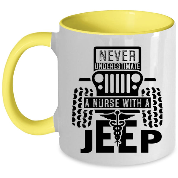 Cool Gift For Nurses Coffee Mug, A Nurse With A Jeep Accent Mug