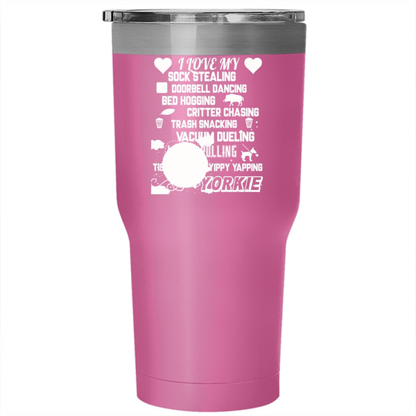 I Love My Yorkie Tumbler 30 oz Stainless Steel, Cute Gift For Yorkie Owner Travel Mug