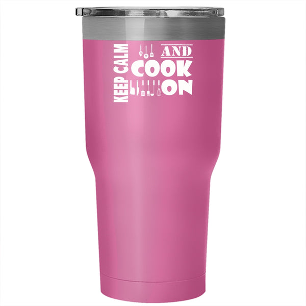Keep Calm And Cook On Tumbler 30 oz Stainless Steel, Awesome Gift For Cook Travel Mug