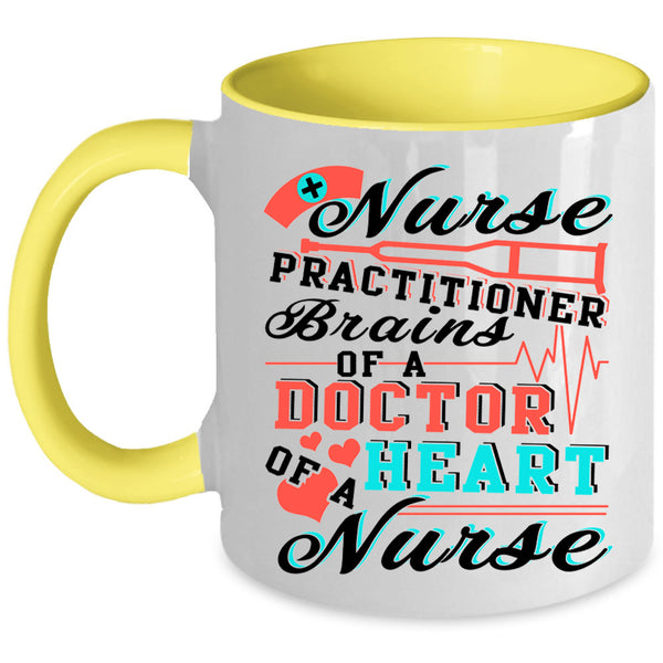 Brains Of A Doctor Coffee Mug, Nurse Practitioner Accent Mug