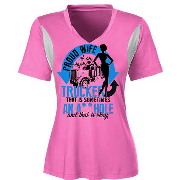 Proud Wife Of An Awesome Trucker T Shirt, I Love Trucking T Shirt, Awesome T-Shirts