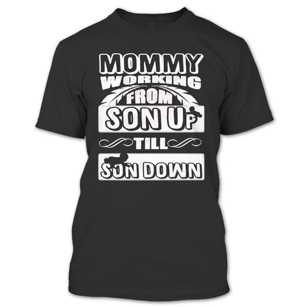 A black t-shirt with the shopify logo