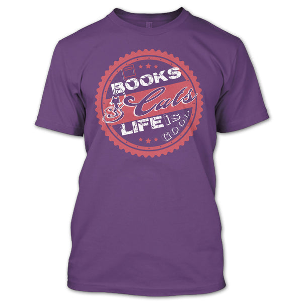Books & Cat Life Is Good T Shirt, I Love Reading Book T Shirt