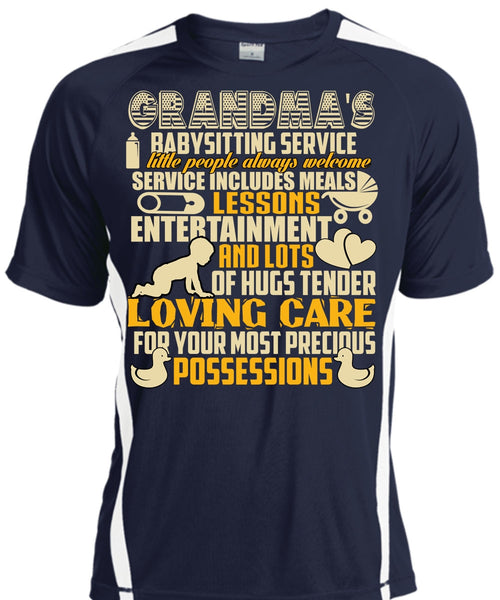 Grandma's Babysitting Service T Shirt, Loving Care T Shirt, Cool Shirt