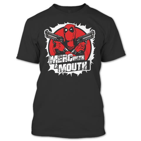 A black t-shirt with the shopify logo