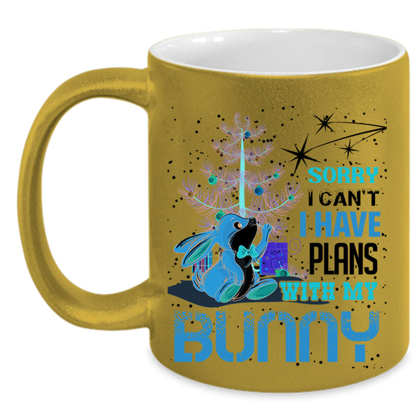 Cool Christmas Coffee Mug, I Have Plans With My Bunny Accent Mug
