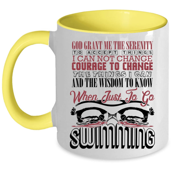 Funny Swimming Coffee Mug, Just To Go Swimming Accent Mug