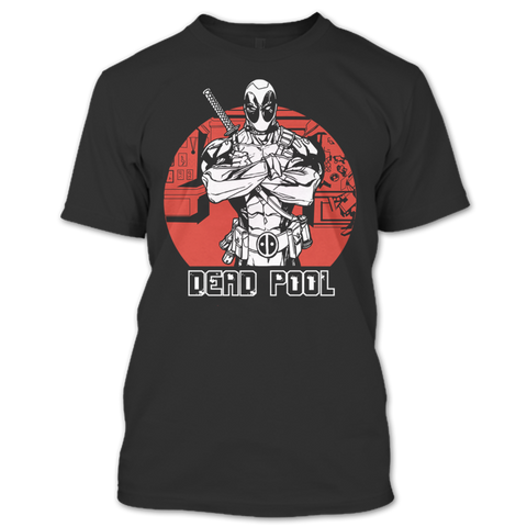 A black t-shirt with the shopify logo