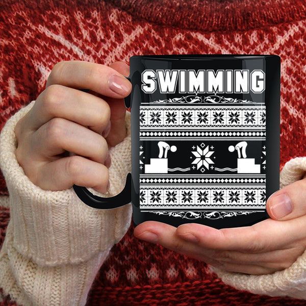 Swimming Coffee Mug, Noel Christmas Coffee Cup