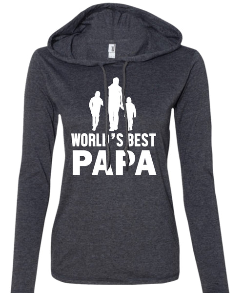 World's Best Papa T Shirt, Being A Papa T Shirt, Father's Day T Shirt (Anvil Ladies Ringspun Hooded)
