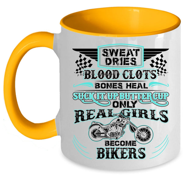 Awesome Girls Coffee Mug, Only Real Girls Become Bikers Accent Mug