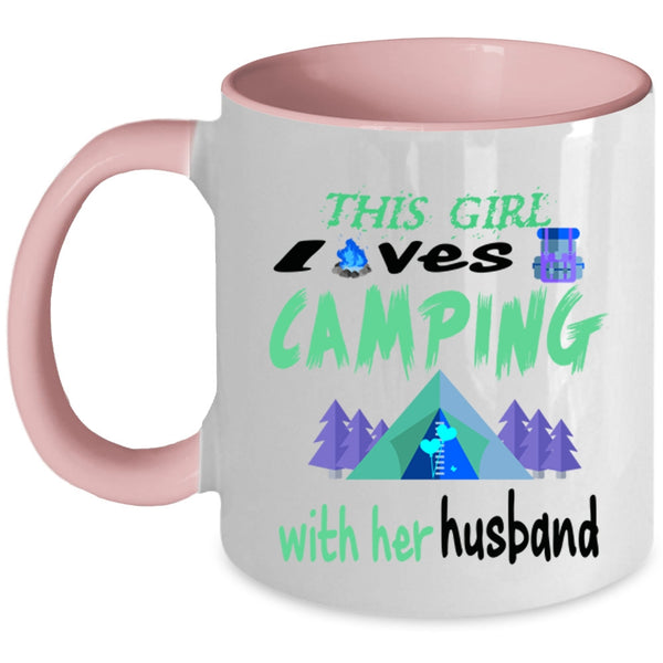Married Coffee Mug, This Girl Loves Camping With Her Husband Accent Mug