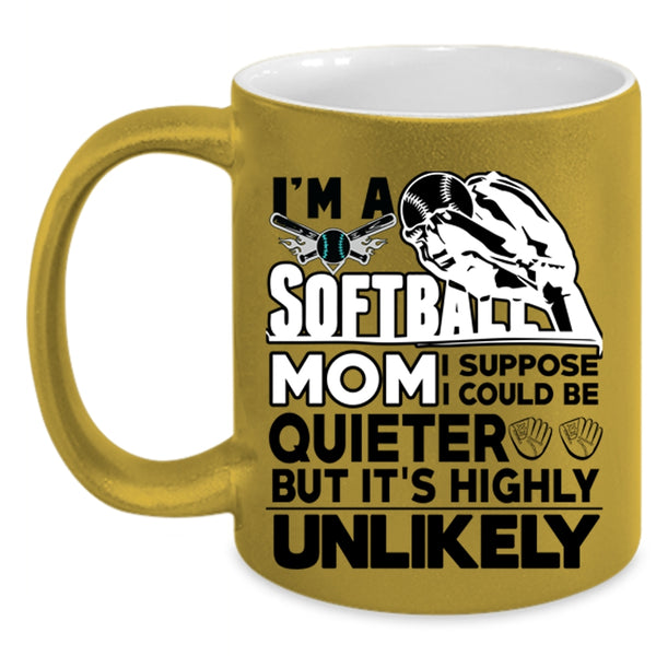Cute Softball Mom Coffee Mug, I'm A Softball Mom Accent Mug