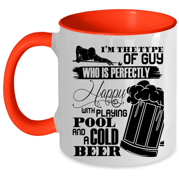 Cool Dad Coffee Mug, Happy With Playing Pool And A Cold Beer Accent Mug