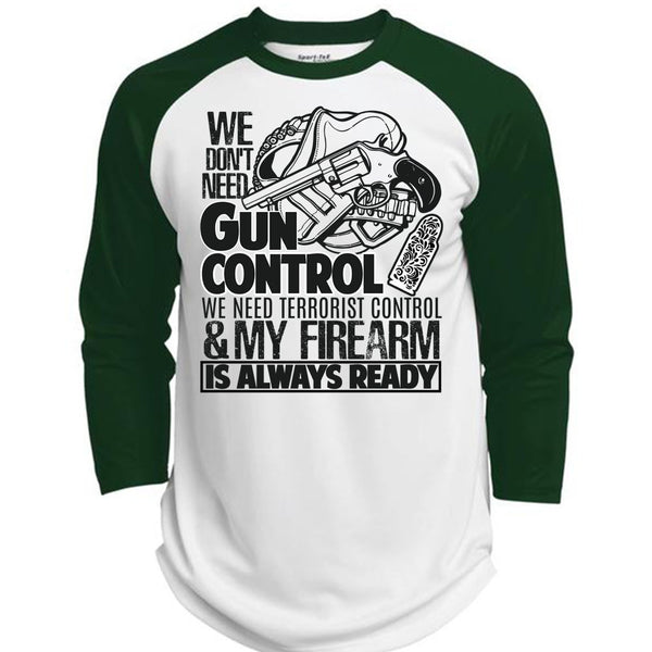 We Don't Need Gun Control T Shirt, I Love Veteran T Shirt, Awesome T-Shirts  (Polyester Game Baseball Jersey)