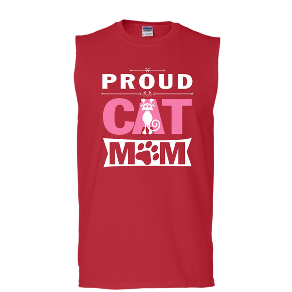 Proud Cat Mom Shirt, Cool Mom Shirt (Men's Cotton Sleeveless)