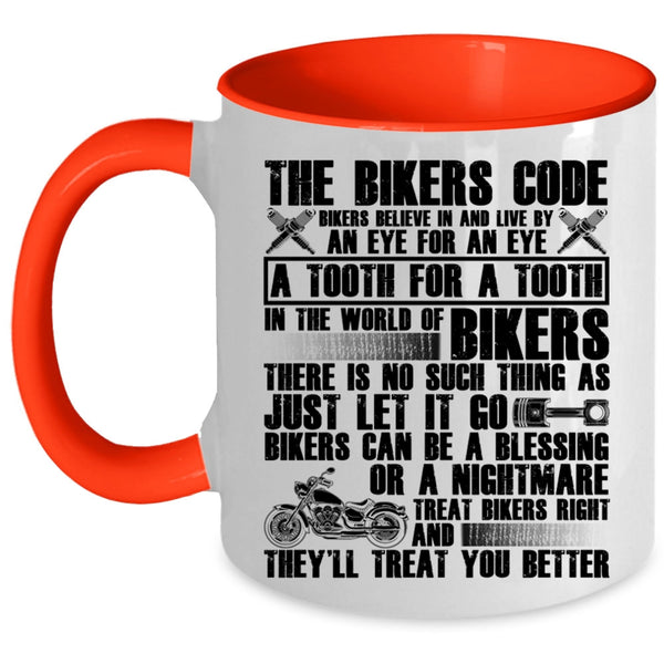 Cool Gift For Bikers Coffee Mug, The Bikers Code Accent Mug