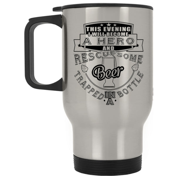 Funny Travel Mug, Rescued Some Beer Trapped In A Bottle Mug