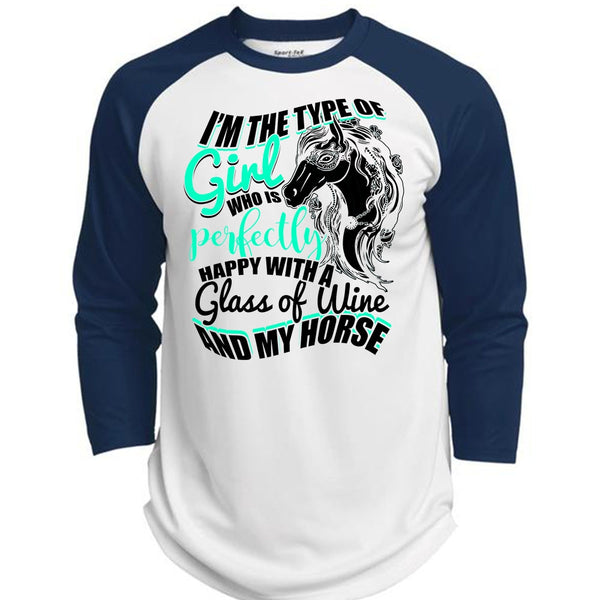 Glass Of Wine And My Horse T Shirt, I Love Horse T Shirt, Awesome T-Shirts  (Polyester Game Baseball Jersey)
