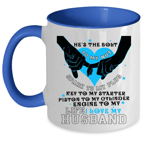 Cute Gift For Wedding Coffee Mug, I Love My Husband Accent Mug