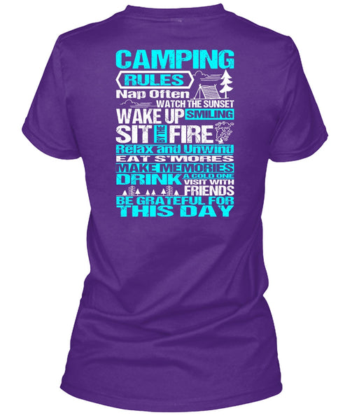 Camping Rules Nap Often T Shirt, Wake Up Smiling T Shirt