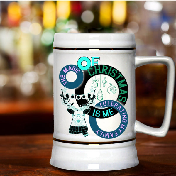 Tulerating My Family Beer Stein 22oz, The Magic Of Christmas Beer Mug