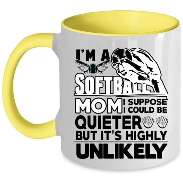 Cute Softball Mom Coffee Mug, I'm A Softball Mom Accent Mug