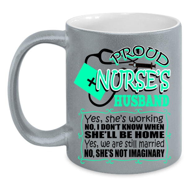 Cool Just Married Coffee Mug, Proud Nurse's Husband Accent Mug
